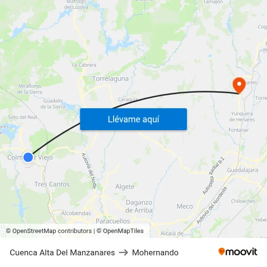 Cuenca Alta Del Manzanares to Mohernando map