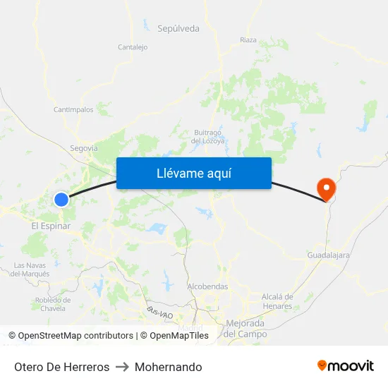 Otero De Herreros to Mohernando map