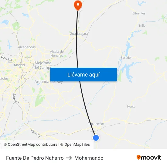 Fuente De Pedro Naharro to Mohernando map