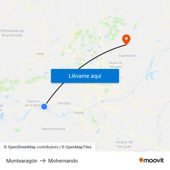 Montearagón to Mohernando map