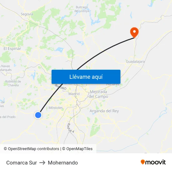 Comarca Sur to Mohernando map