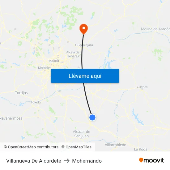 Villanueva De Alcardete to Mohernando map