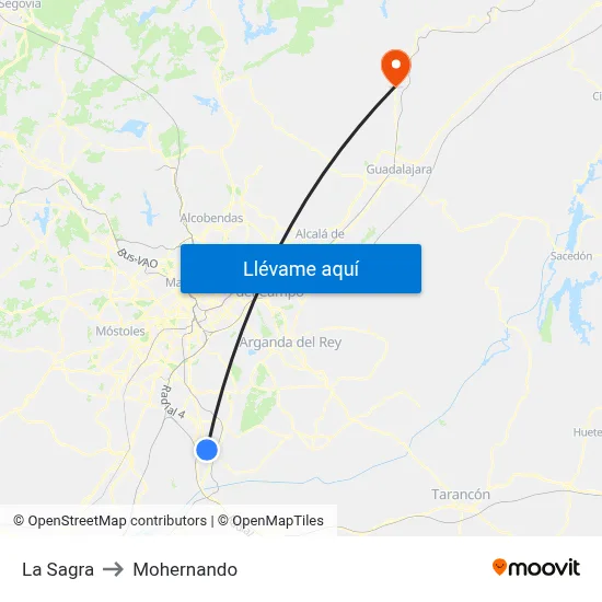 La Sagra to Mohernando map