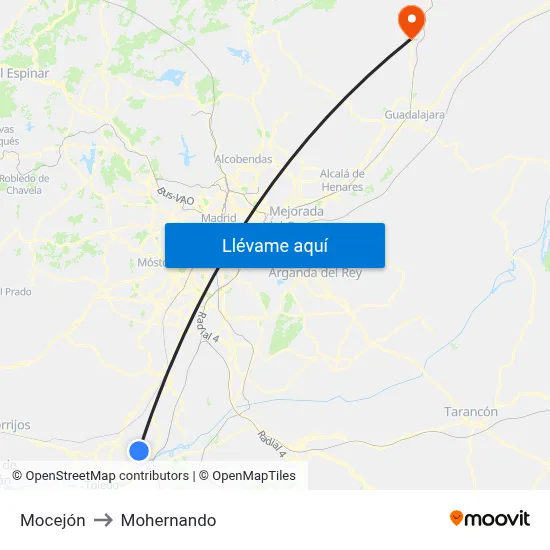 Mocejón to Mohernando map