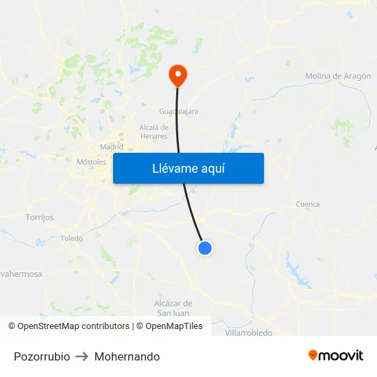 Pozorrubio to Mohernando map
