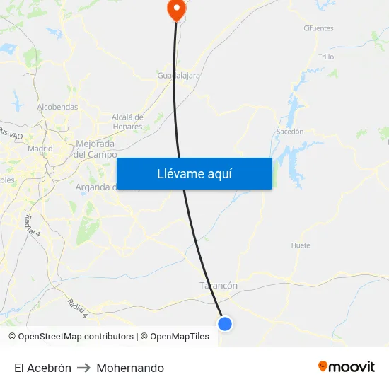 El Acebrón to Mohernando map