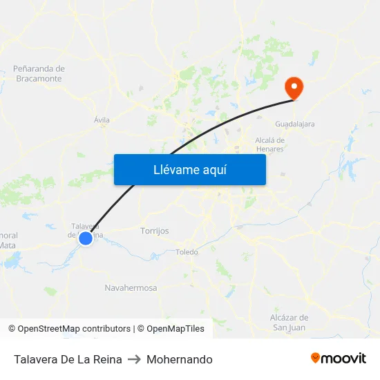 Talavera De La Reina to Mohernando map