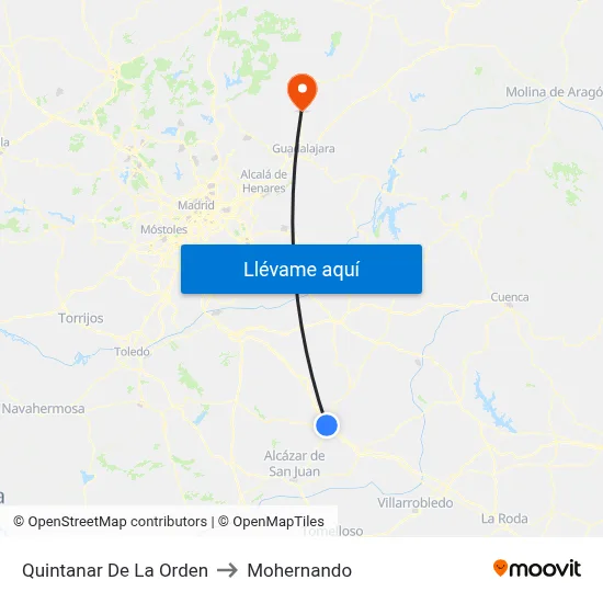 Quintanar De La Orden to Mohernando map