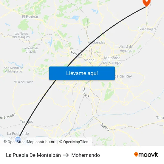 La Puebla De Montalbán to Mohernando map