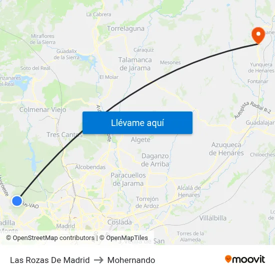Las Rozas De Madrid to Mohernando map