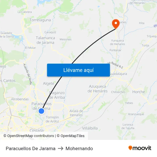 Paracuellos De Jarama to Mohernando map