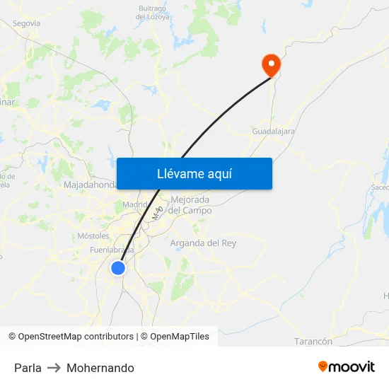 Parla to Mohernando map