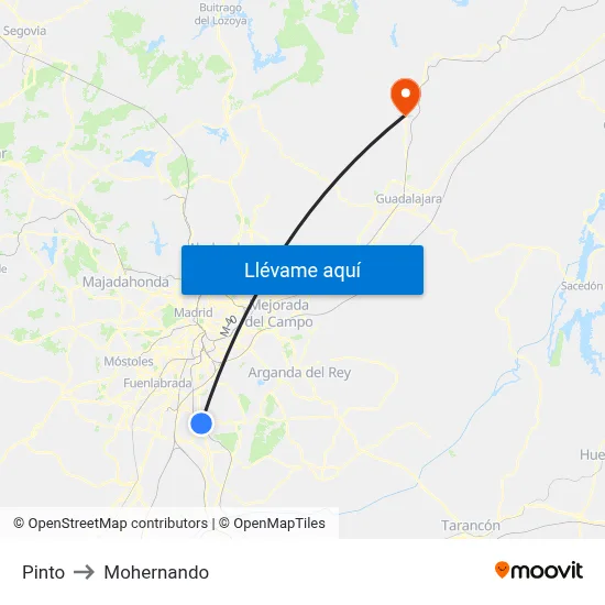 Pinto to Mohernando map
