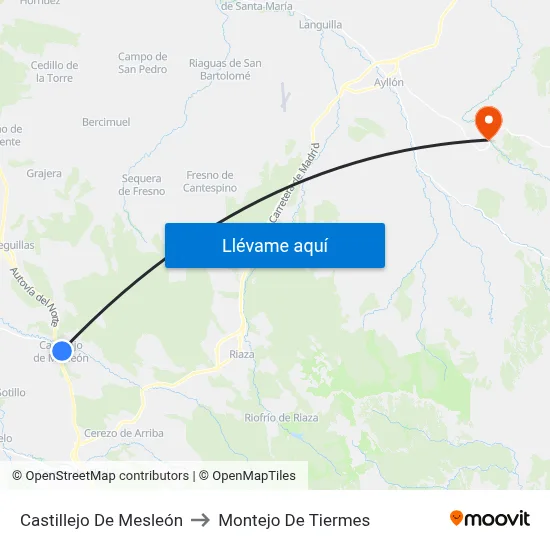 Castillejo De Mesleón to Montejo De Tiermes map