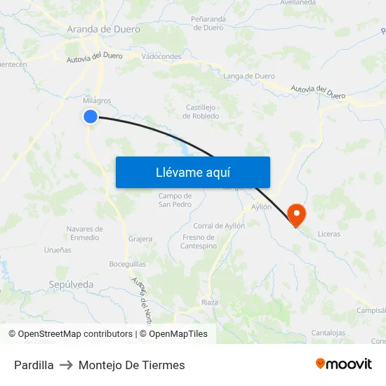 Pardilla to Montejo De Tiermes map
