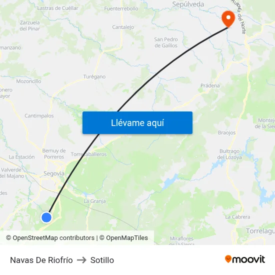 Navas De Riofrío to Sotillo map