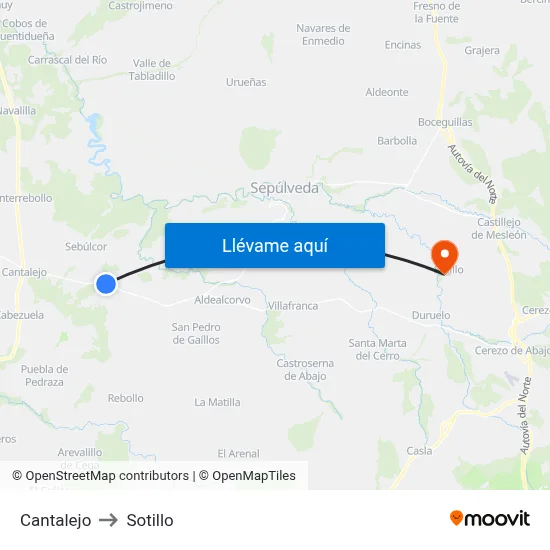 Cantalejo to Sotillo map