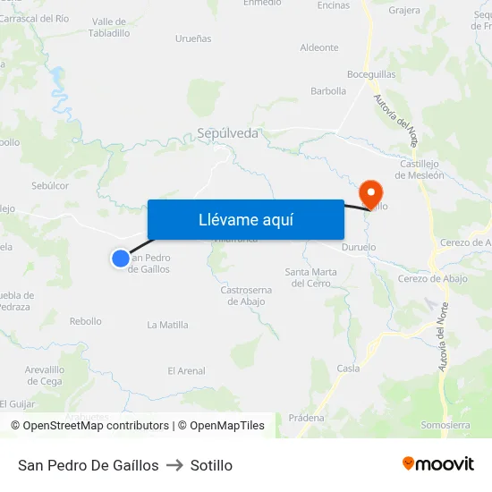 San Pedro De Gaíllos to Sotillo map