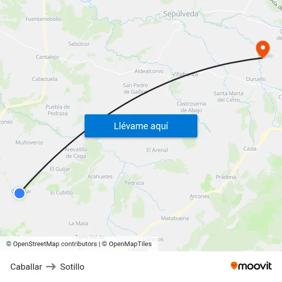 Caballar to Sotillo map