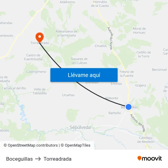Boceguillas to Torreadrada map