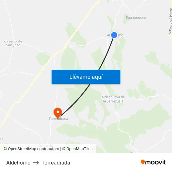 Aldehorno to Torreadrada map