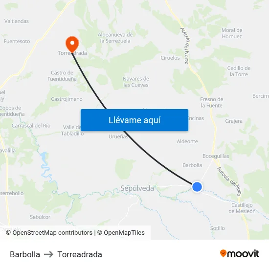 Barbolla to Torreadrada map