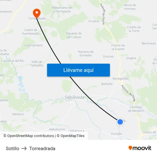 Sotillo to Torreadrada map