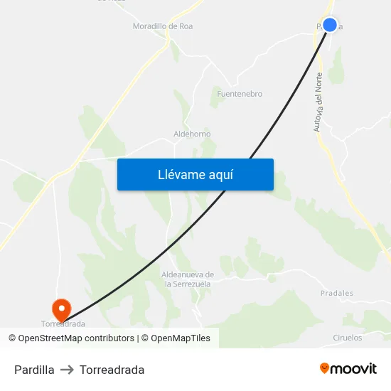 Pardilla to Torreadrada map
