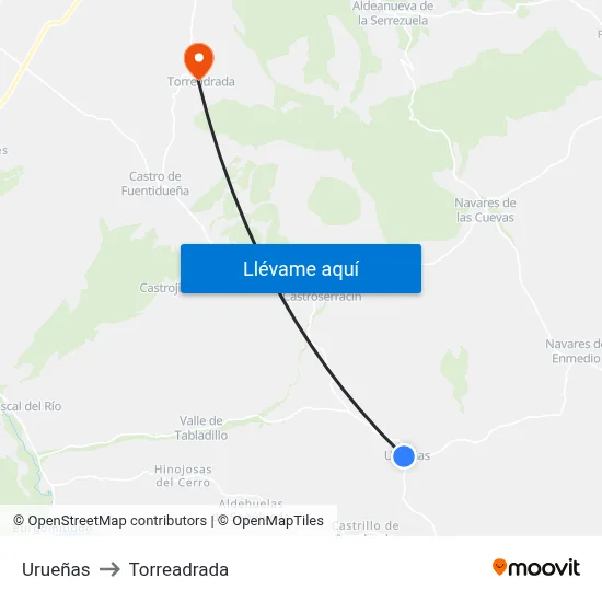 Urueñas to Torreadrada map
