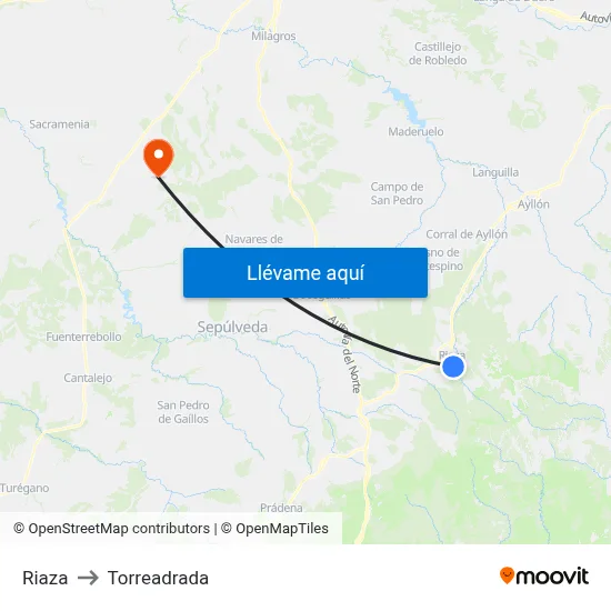 Riaza to Torreadrada map