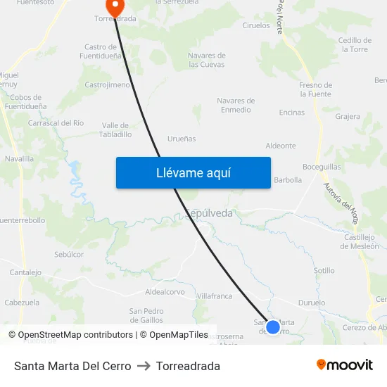 Santa Marta Del Cerro to Torreadrada map