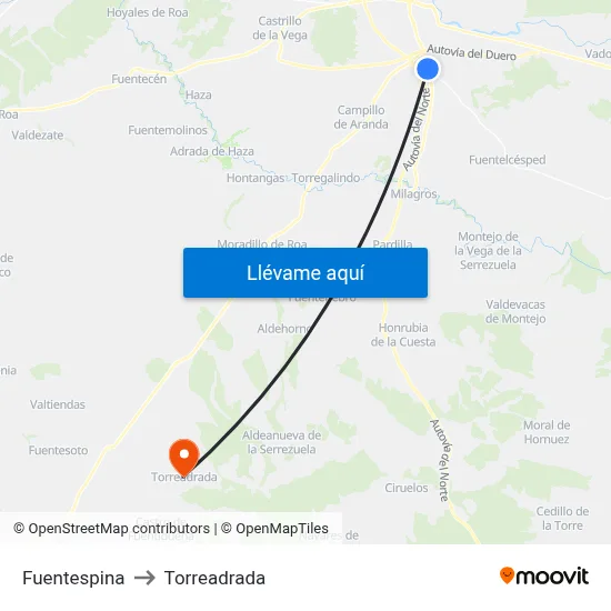 Fuentespina to Torreadrada map