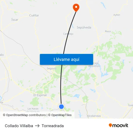 Collado Villalba to Torreadrada map