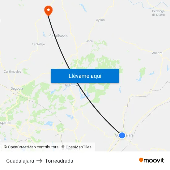Guadalajara to Torreadrada map