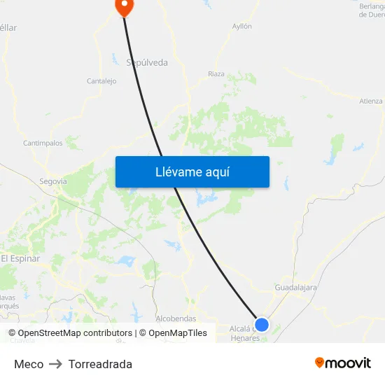 Meco to Torreadrada map