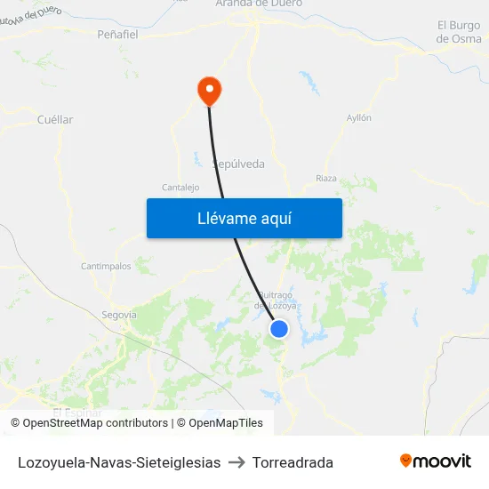 Lozoyuela-Navas-Sieteiglesias to Torreadrada map