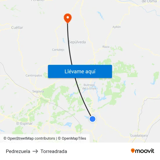 Pedrezuela to Torreadrada map