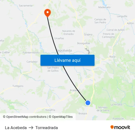 La Acebeda to Torreadrada map