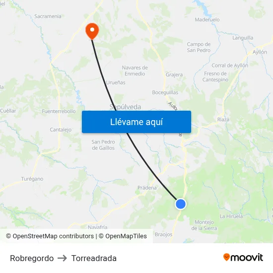 Robregordo to Torreadrada map
