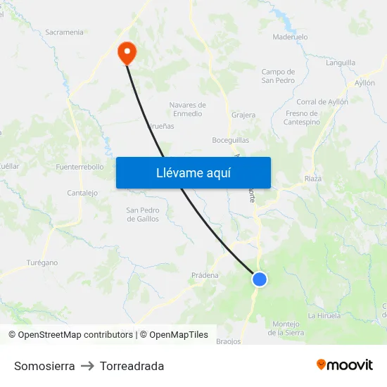 Somosierra to Torreadrada map