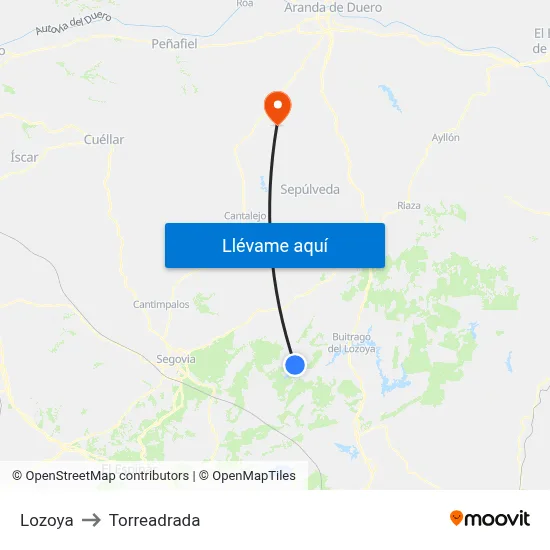 Lozoya to Torreadrada map