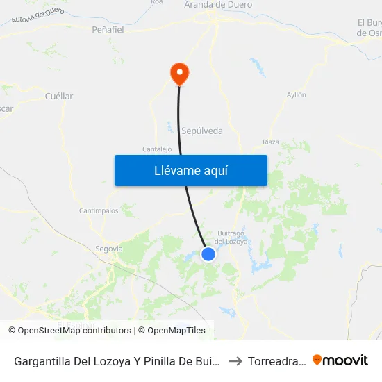 Gargantilla Del Lozoya Y Pinilla De Buitrago to Torreadrada map