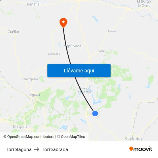 Torrelaguna to Torreadrada map