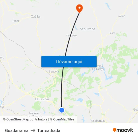 Guadarrama to Torreadrada map