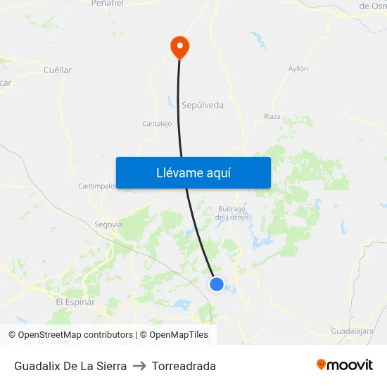 Guadalix De La Sierra to Torreadrada map