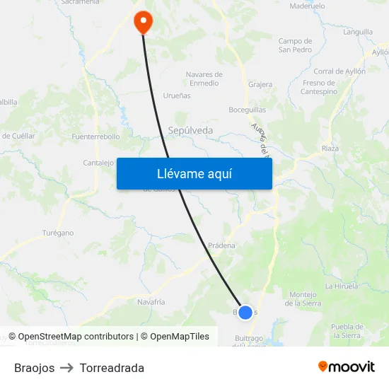 Braojos to Torreadrada map