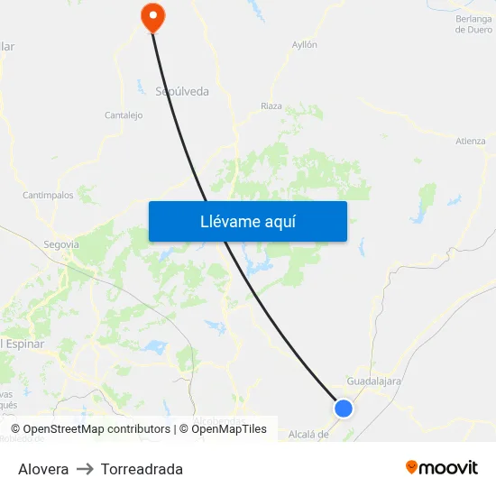Alovera to Torreadrada map