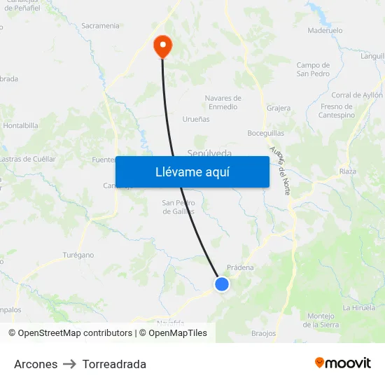 Arcones to Torreadrada map