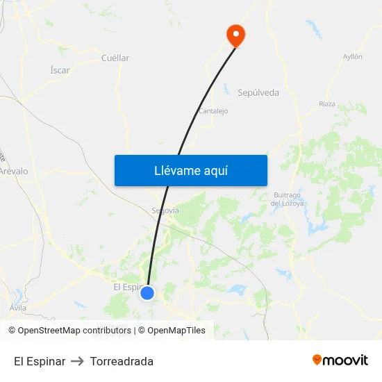 El Espinar to Torreadrada map