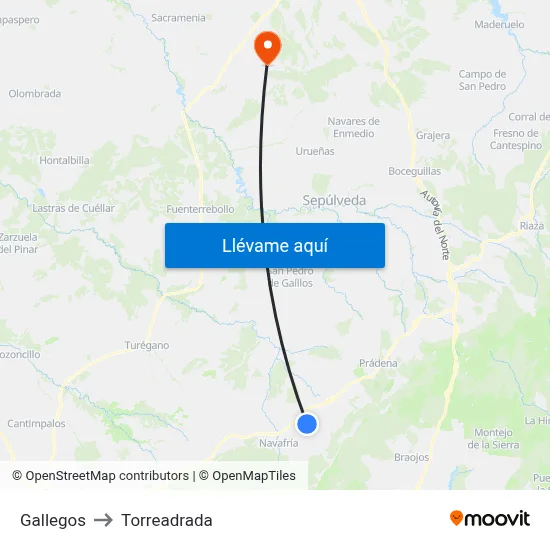 Gallegos to Torreadrada map